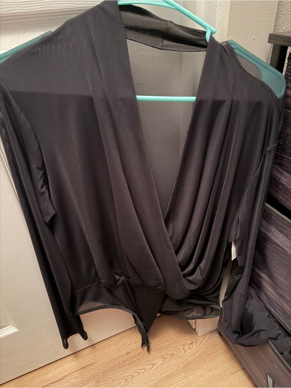 Black Draped Wrap Bodysuit - Women Intimates & Sleepwear
